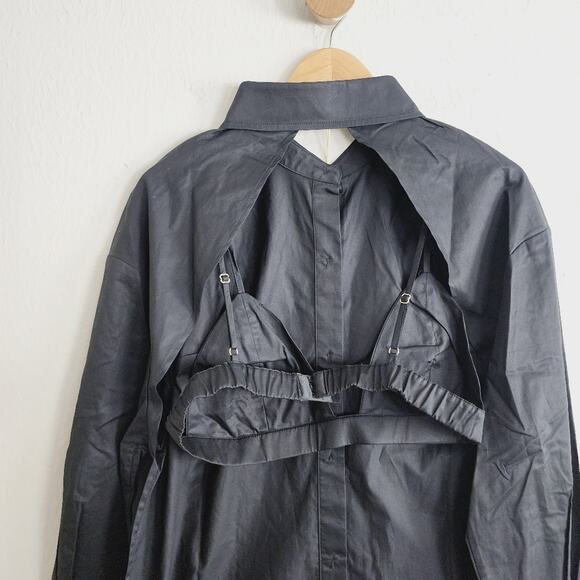NWT SER.O.YA Lydia Open Back Button Down Bra Top - Black Poplin Shirt - XL - Picture 14 of 16